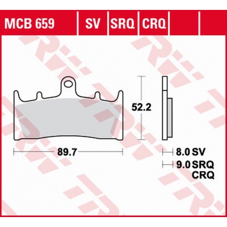 TRW ZF KLOCKI HAMULCOWE KH188 SINTER TRACK KAWASAKI ZX-6R/ZX-7R '96-'02, ZX-9R '96-'01, ZRX 1100 '96-'00, ZRX 1200 '01-'06, ZX-1