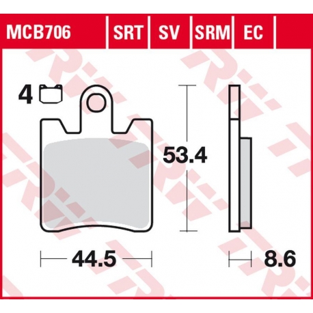 TRW ZF KLOCKI HAMULCOWE KH283 SINTER SUZUKI AN 250 BURGMAN '98-'00, AN 400 BURGMAN '01-'06, SYM GTS 125/250/300 '16-, DAELIM QL 