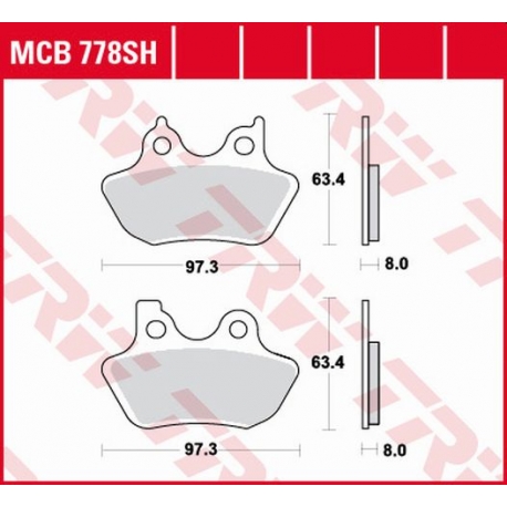 TRW ZF KLOCKI HAMULCOWE KH400 SINTER STREET XL 883 99-03, XL 1200 00-03, FLHRI / FLSTC / FXD 1450 99-07, FLHRC / FLHX / FXDL 158