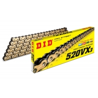 DID ŁAŃCUCH NAPĘDOWY 520VX3GB-116 (116 OGNIW) X-RING ZŁOTY (OTWARTY + ZAKUWKA)