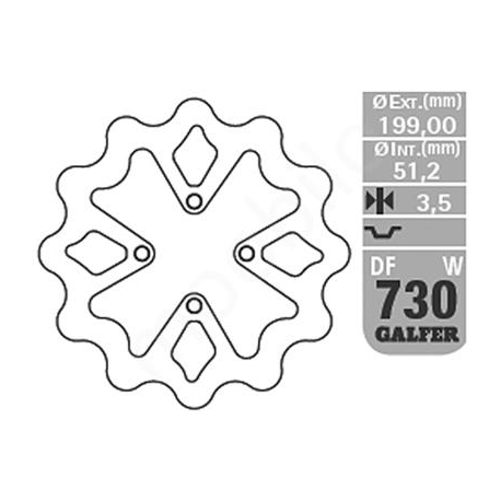GALFER TARCZA HAMULCOWA TYŁ YAMAHA YFZ 450 '03-05 (199X51,2X3,5MM)