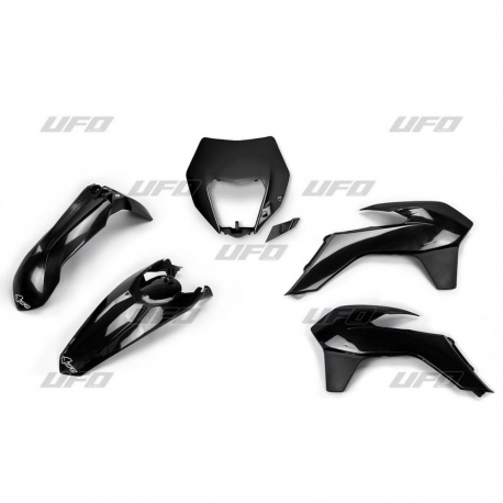 UFO KOMPLET PLASTIKÓW KTM EXC/EXCF '14-'16 Z OSŁONĄ LAMPY KOLOR CZARNY (KT524E001)