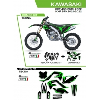 UFO KOMPLET PLASTIKÓW KAKIT227001 PLUS KOMPLET NAKLEJEK (OKLEIN) KAWASAKI KXF 250 '21-'22 KXF 450 '19-'22 W ZESTAWIE PRZEDNIA T