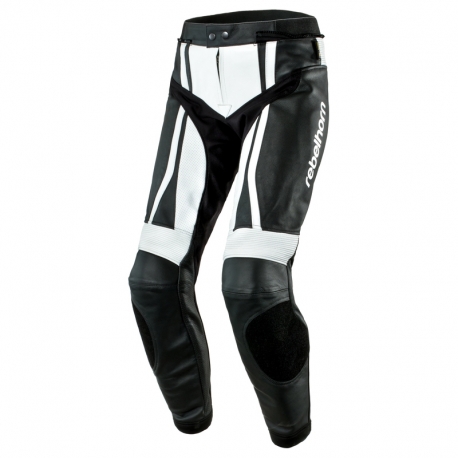 SPODNIE MOTOCYKLOWE SKÓRZANE REBELHORN PISTON 2 BLACK/WHITE 56