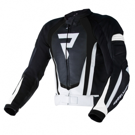 KURTKA MOTOCYKLOWA SKÓRZANA REBELHORN PISTON 2 PRO BLACK WHITE 46
