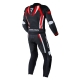 SPODNIE MOTOCYKLOWE SKÓRZANE REBELHORN PISTON 2 PRO BLACK WHITE FLUO RED 58
