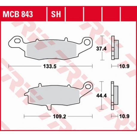 TRW ZF KLOCKI HAMULCOWE KH231 ORGANIC KAWASAKI VN 900 '06-'17, VN 1500 '98-'03, VN 1600 '03-'08, VN 1700 '09-'17, VN 2000 '04-'1