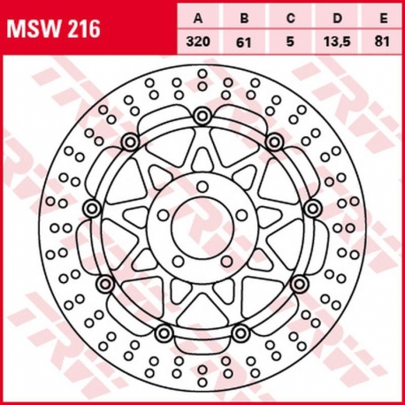 TRW ZF TARCZA HAMULCOWA PRZÓD KAWASAKI ZX-7R/RR '96-'02, ZXR 750 '91-'95, ZX-9R '94-'04, ZZR 1100 '93-'01, ZX-12R '00-'03, ZZR 1