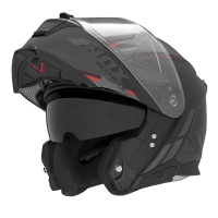 NOX KASK SZCZĘKOWY (FLIP-UP) Z BLENDĄ N967 SYNCHRO KOLOR CZARNY/CZERWONY/SZARY MAT ROZMIAR L