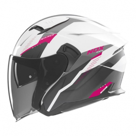 NOX KASK OTWARTY JET Z BLENDĄ N130 MYST KOLOR BIAŁY/CZARNY/RÓŻOWY ROZMIAR M