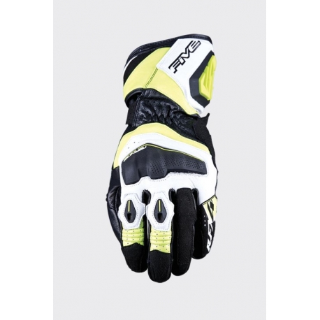 FIVE GLOVES RĘKAWICE SKÓRZANE RFX4 EVO KOLOR CZARNY/ŻÓLTY FLUO ROZMIAR 10 (L)