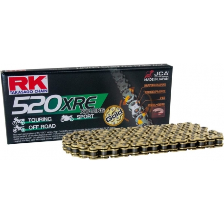RK ŁAŃCUCH NAPĘDOWY GB520XRE-126 (XW-RING) ZAKUWKA (CLF) W ZESTAWIE KOLOR ZŁOTY (POJEMNOŚĆ: DO 800 CCM) (36,5 KN)
