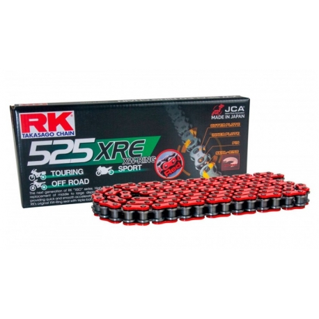 RK ŁAŃCUCH NAPĘDOWY BB525XRE-124 (XW-RING) ZAKUWKA (CLF) W ZESTAWIE KOLOR CZERWONY (POJEMNOŚĆ: DO 1000 CCM) (42 KN)