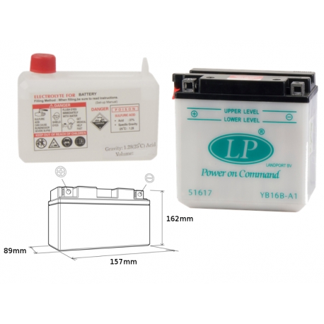 LANDPORT AKUMULATOR YB16B-A1 (MD LB16B-A1) (160X90X158) OBSŁUGOWY - ELEKTROLIT OSOBNO (2) UE2019/1148