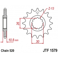 JT ZĘBATKA PRZEDNIA 579M 15 YAMAHA YZF R1 '98-21', FZ-1 '10-15' (579M15JT) (ŁAŃC. 520) KONWERSJA