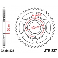 JT ZĘBATKA TYLNA 838 39 YAMAHA RD 125 '75-81, RD 200 '78-81 (83839JT) (ŁAŃC. 428) NA ZAMÓWIENIE