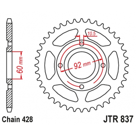JT ZĘBATKA TYLNA 838 39 YAMAHA RD 125 '75-81, RD 200 '78-81 (83839JT) (ŁAŃC. 428) NA ZAMÓWIENIE