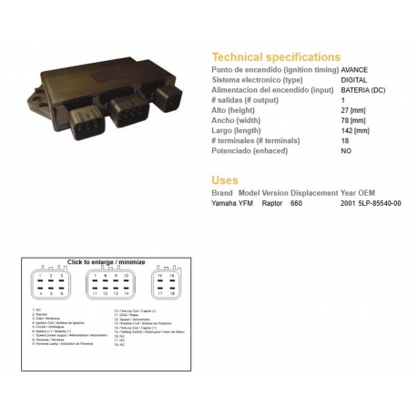 DZE MODUŁ ZAPŁONU CDI YAMAHA YFM 660 RAPTOR '01 (OEM-5LP-85540-00)