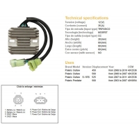 DZE REGULATOR NAPIĘCIA POLARIS PREDATOR 500 '03-'07 OUTLAW 400/500/525 '06-'11 (35A) (OEM-4010654, 4012536) (ESR541)