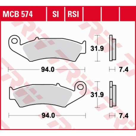 TRW ZF KLOCKI HAMULCOWE KH125 ORGANIC HONDA XLR 125R '98-'99, NX 250 '88-'95, XL 250R BAJA '88-'91, XR 250R '88-'95, XR 600R '88