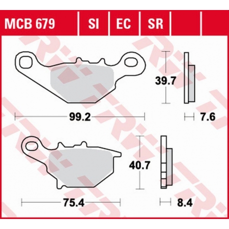 TRW ZF KLOCKI HAMULCOWE KH230 ORGANIC KAWASAKI KLX 125 '03-'06, KMX 125 '99-'03, SUZUKI TR 50 '97-'00, UG 110 '98-'02, AN 125 '9