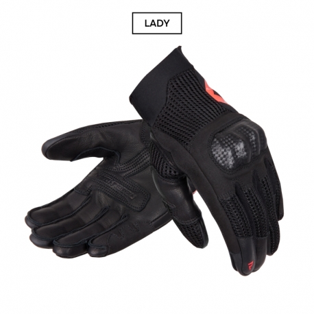 RĘKAWICE MOTOCYKLOWE DAMSKIE REBELHORN GAP 3 BLACK FLUO RED WXS