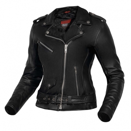 KURTKA MOTOCYKLOWA SKÓRZANA DAMSKA OZONE RAMONES BLACK