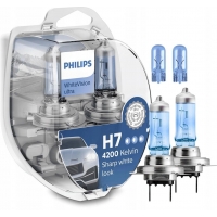 PHILIPS ŻARÓWKI H7 12V 55W PX26D WHITE VISION ULTRA (EFEKT INTENSYWNEJ BIELI) (DWIE SZTUKI H7 + 2 SZTUKI W5W)
