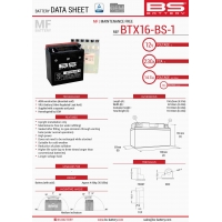 BS AKUMULATOR BTX16-BS1 (YTX16-BS-1) 12V 14AH 152X88X161 BEZOBSŁUGOWY - ELEKTROLIT OSOBNO (230A) (4) UE2019/1148