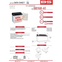 BS AKUMULATOR BB16B-A1 (YB16B-A1) 12V 16AH 160X90X161 OBSŁUGOWY - ELEKTROLIT OSOBNO (215A) (4) UE2019/1148
