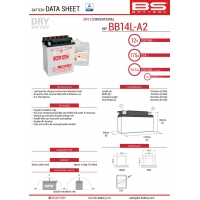 BS AKUMULATOR BB14L-A2 (YB14L-A2) 12V 14AH 135X91X167 OBSŁUGOWY - ELEKTROLIT OSOBNO (175A) (6) UE2019/1148