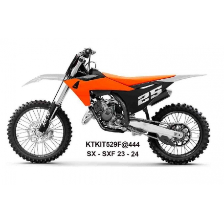 UFO 2025/04 KOMPLET PLASTIKÓW (FULL KIT) Z OSŁONAMI TELESKOPÓW (AMORTYZATORÓW) KTM SX 125 / 250 / 300 TBI '23-'24, SX-F 250 / 35