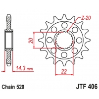 JT ZĘBATKA PRZEDNIA Z GUMĄ BMW G 310 GS / R '16-'24 (STD. -1) (JTF406,15RB) (ŁAŃC. 520)