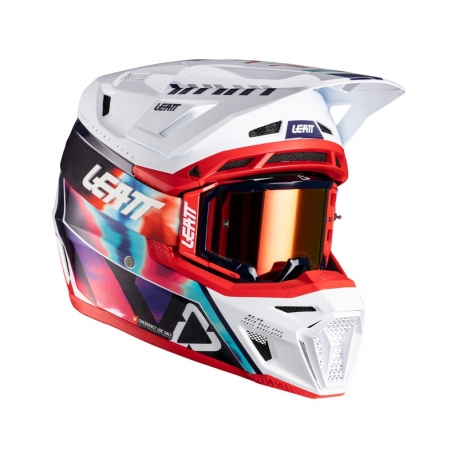 KASK MOTOCYKLOWY Z GOGLAMI LEATT KIT MOTO 8.5 ROYAL BLUE RED M