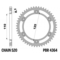 PBR ZĘBATKA TYLNA 4364 43 BETA TRIAL 250 '97-'02 (ŁAŃC. 520)