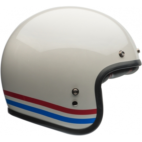 KASK MOTOCYKLOWY BELL CUSTOM 500 ECE6 STRIPES PEARL WHITE RED BLUE S