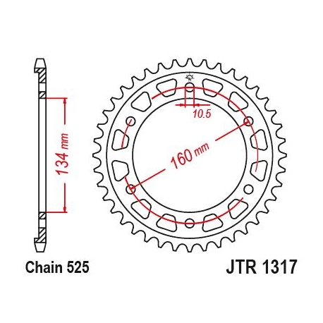 JT ZĘBATKA TYLNA 4405 40 HONDA CBR 1000RR 17-23 (SC77), CBR 1000SP 17-19 (JTR1317.40)* (ŁAŃC. 525)