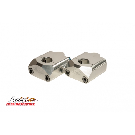 ACCEL MOCOWANIE/PODWYŻKI KIEROWNICY (DÓŁ-22,2/GÓRA- 22,2MM) WYS. 35MM KOLOR SREBRNY (BM-09SV22/22)