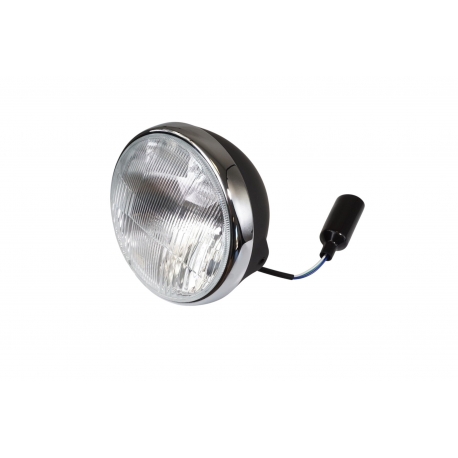 EMGO 2025/02 REFLEKTOR / LAMPA UNIWERSALNA KOMPLETNA CZARNA Z CHROMOWANYM PIERŚCIENIEM (ŚREDNICA WKŁADU 7" / 17,80CM) (HOMOLOGAC