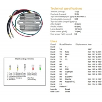 DZE REGULATOR NAPIĘCIA DUCATI 748/750/851/888/900/906/916 '87-'01 (JEDNOFAZOWY, 35A) (ESR510 ESR515)