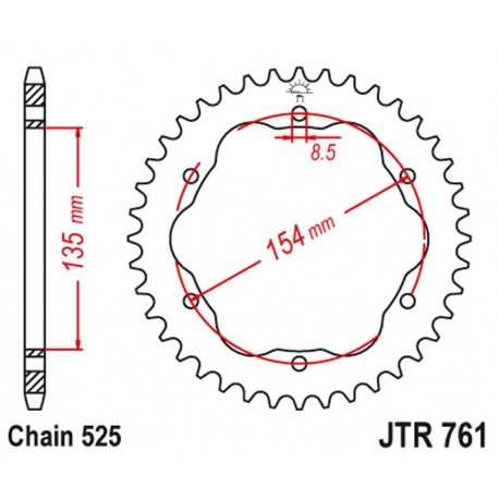 JT ZĘBATKA TYLNA 4522 38 DUCATI MONSTER 1200/S '14-20, PANIGALE 1103 '18, PANIGALE 1199/1299 '12-19, DIAVEL 1198 '11-18 (POTRZEB
