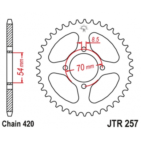 JT ZĘBATKA TYLNA 257 40 HONDA C 50/70 '75-87' (25740JT) (ŁAŃ420) NA ZAMÓWIENIE