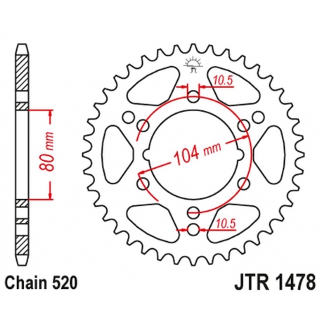 JT ZĘBATKA TYLNA 4578 40 POLARIS (457840JT) (MOŻNA STOSOWAĆ ZAMIAST 478 40 JTR478.40) (ŁAŃC. 520) NA ZAMÓWIENIE