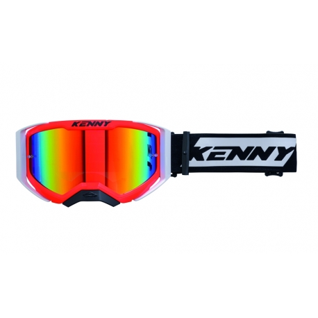 KENNY RACING GOGLE PERFORMANCE EVO 2 NEON RED MIRROR LENS- LUSTRO KOLOR CZERWONY/CZARNY/BIAŁY