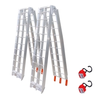 BIKETEC ZESTAW 2 SZT.UNIWERSALNA RAMPA NAJAZDOWA ALUMINIOWA KRATOWNICOWA MOTOCYKL / ATV 226 X 30,5 CM, MAX. 340 KG KOLOR SREBRNY