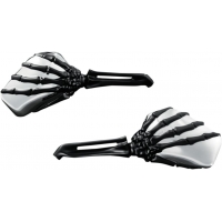 SKELETON HAND MIRRORS WITH BLACK STEMS AND CHROME HEADS
