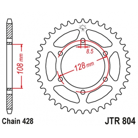 JT ZĘBATKA TYLNA 902 42 SUZUKI TS 100/125 '82-84, DR 100 '83-90 (90242JT) (ŁAŃC. 428)