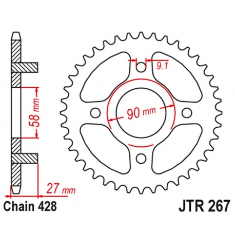 JT ZĘBATKA TYLNA 267 39 HONDA CD 175 '71-78' (26739JT) (ŁAŃC.428) NA ZAMÓWIENIE