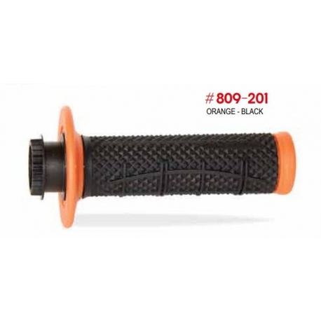PROGRIP 2025/12 MANETKI PG809 OFF ROAD Z BLOKADĄ SCS LOCK-ON + 7 ADAPTERÓW ROLGAZU (22+25MM) KOLOR POMARAŃCZOWY CZARNY DWUSKŁADN