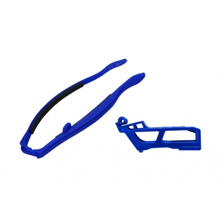 UFO KOMPLET ŚLIZG + PROWADNICA ŁAŃCUCHA YAMAHA YZF 450 '23-'25, YZF 250 '24-'25 KOLOR NIEBIESKI (YA04898089 + YA04806089)